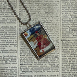 Frida Khalo, self-portraits, upcycled to hand soldered glass pendant