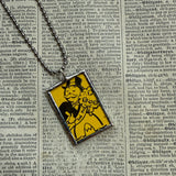 Vintage Monopoly Second Prize Beauty Pageant, vintage community chest / chance card, upcycled to soldered hand-soldered glass pendant