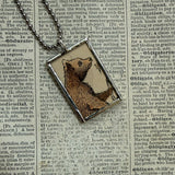 Little Bear, Sendak, vintage children's book illustrations, up-cycled to soldered glass pendant