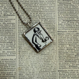 Millions of Cats, vintage children's book illustration up-cycled to soldered glass pendant