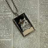 Cat, Kitten, Kitty, vintage children's book illustrations, up-cycled to soldered glass pendant