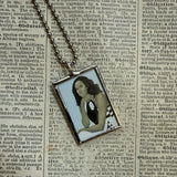 Amy Sherald paintings, upcycled to soldered glass pendant