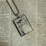Owls - vintage 1930s children's book illustrations upcycled to soldered glass pendant