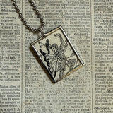 Fairies, vintage children's book illustration up-cycled to soldered glass pendant
