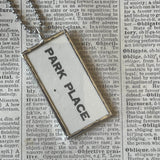 Park Place vintage monopoly mortgage card, upcycled to soldered hand-soldered glass pendant