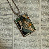 Fairies, vintage children's book illustration up-cycled to soldered glass pendant