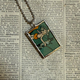 Fairies, vintage children's book illustration up-cycled to soldered glass pendant