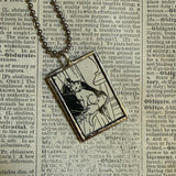 Cat, Kitten, Kitty, vintage children's book illustrations, up-cycled to soldered glass pendant