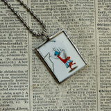 Olivia, original illustrations from vintage book, up-cycled to soldered glass pendant