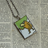 The Lorax, original illustrations from vintage book, up-cycled to soldered glass pendant