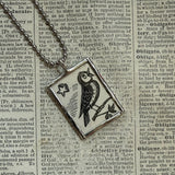 Song birds - vintage 1930s children's book illustrations upcycled to soldered glass pendant