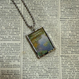 Claude Monet, bridge and waterlilies, upcycled to soldered glass pendant
