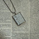 European Quail vintage 1930s dictionary illustration, hand-soldered glass pendant