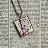 Harold and the Purple Crayon, vintage children's book illustrations, hand-soldered glass pendant