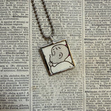Harold and the Purple Crayon, vintage children's book illustrations, hand-soldered glass pendant