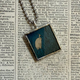 White Crane, Egret, wetlands, Japanese woodblock prints, up-cycled to hand-soldered glass pendant