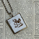 Make Way for Ducklings, vintage children's book illustrations, up-cycled to soldered glass pendant