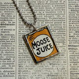 Goose Juice, Moose Juice - vintage children's book illustrations, hand-soldered glass pendant