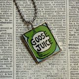 Goose Juice, Moose Juice - vintage children's book illustrations, hand-soldered glass pendant