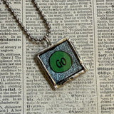 Stop - Go - vintage children's book illustrations, hand-soldered glass pendant