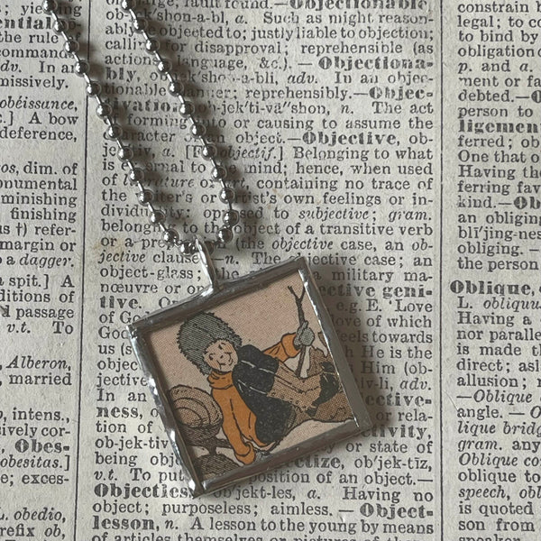 Fairy, Faeries, vintage children's book illustration up-cycled to soldered glass pendant