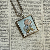 Berenstain Bears, original illustrations from vintage book, up-cycled to soldered glass pendant