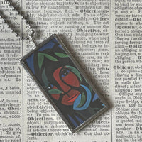Faith Ringgold paintings, upcycled to hand soldered glass pendant
