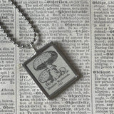 Mushroom, fungi, vintage botanical dictionary illustration, up-cycled to soldered glass pendant