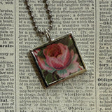 Paris France, Arc de Triomphe, hand-soldered glass pendant, vintage illustrations,  upcycled to soldered glass pendant