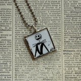 Nightmare before Christmas, Jack Skellington, original illustrations from vintage book, up-cycled to soldered glass pendant