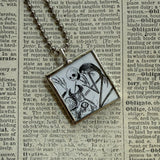 Nightmare before Christmas, Jack Skellington, original illustrations from vintage book, up-cycled to soldered glass pendant