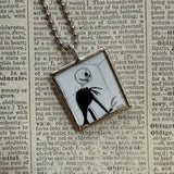 Nightmare before Christmas, Jack Skellington, original illustrations from vintage book, up-cycled to soldered glass pendant