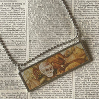 Frida Khalo, love bird, skull, upcycled to hand soldered glass pendant