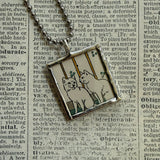 Cat, Kitten, Kitty, vintage children's book illustrations, up-cycled to soldered glass pendant