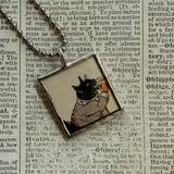 Cat, Kitten, Kitty, vintage children's book illustrations, up-cycled to soldered glass pendant