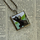 Bambi, Flower, original illustrations from vintage book, up-cycled to soldered glass pendant