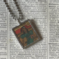 Faith Ringgold paintings, upcycled to hand soldered glass pendant