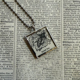 Queen Bee, vintage dictionary illustration, up-cycled to soldered glass pendant
