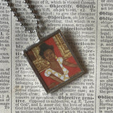 Faith Ringgold paintings, upcycled to hand soldered glass pendant