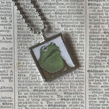 Frog and Toad, vintage children's book illustrations, up-cycled to soldered glass pendant