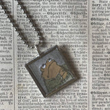Frog and Toad, vintage children's book illustrations, up-cycled to soldered glass pendant