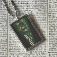 Glacier National Park, vintage travel posters, hand-soldered glass pendant