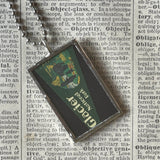 Glacier National Park, vintage travel posters, hand-soldered glass pendant