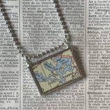 Pearl Harbor Hawaii, vintage map, hand-soldered glass pendant
