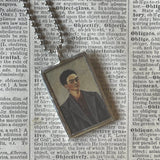 Frida Khalo, self-portraits, upcycled to hand soldered glass pendant
