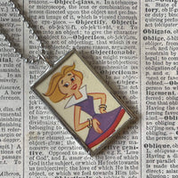 The Jetsons, vintage children's book illustrations, up-cycled to soldered glass pendant