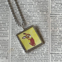 I am a Bunny, Richard Scarry children's book illustrations up-cycled to soldered glass pendant
