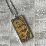 Toto, Lion, Wizard of Oz, vintage children's book illustrations, up-cycled to soldered glass pendant