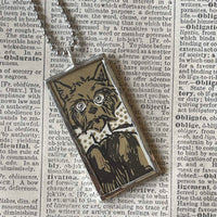 Toto, Lion, Wizard of Oz, vintage children's book illustrations, up-cycled to soldered glass pendant