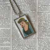 Cinderella, original illustrations from vintage book, up-cycled to soldered glass pendant